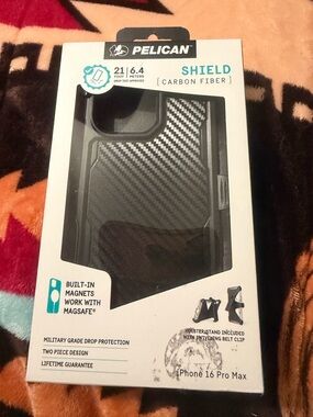 Pelican Shield Carbon Fiber Case for iPhone 16 Pro Max — Black